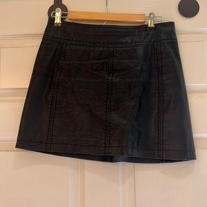 Faux Black Leather Skirt- Free People- Size 6